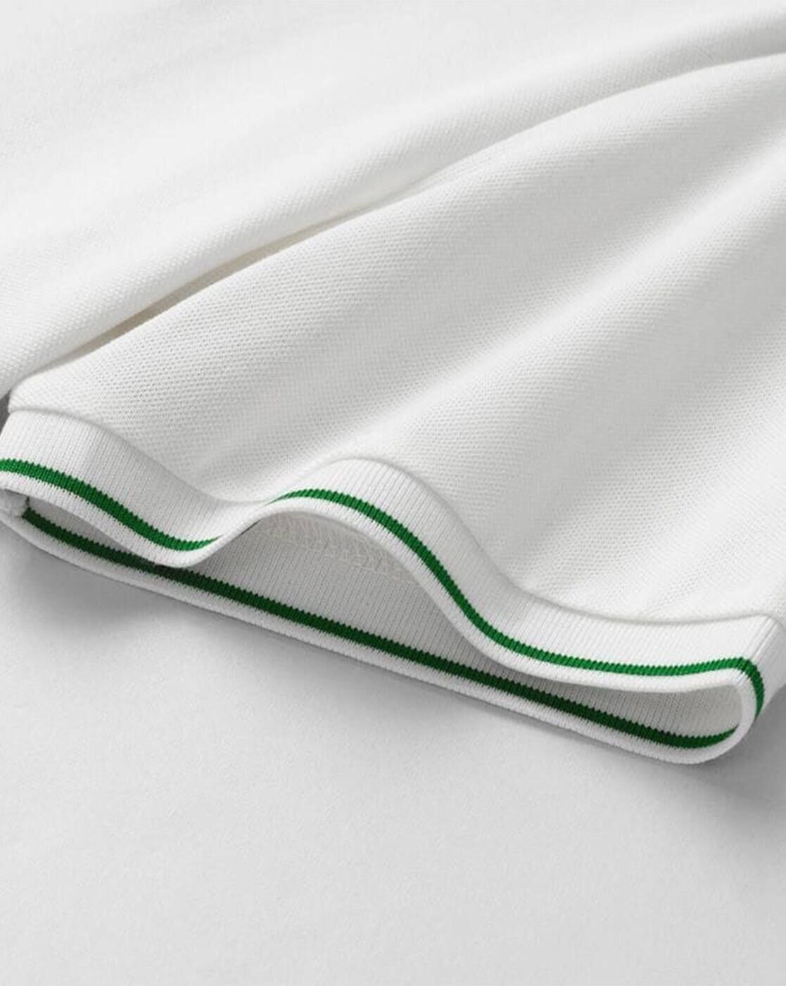Men’s Polo T Shirt with Green Trim and Embroidered Polo Player Logo - XPTST