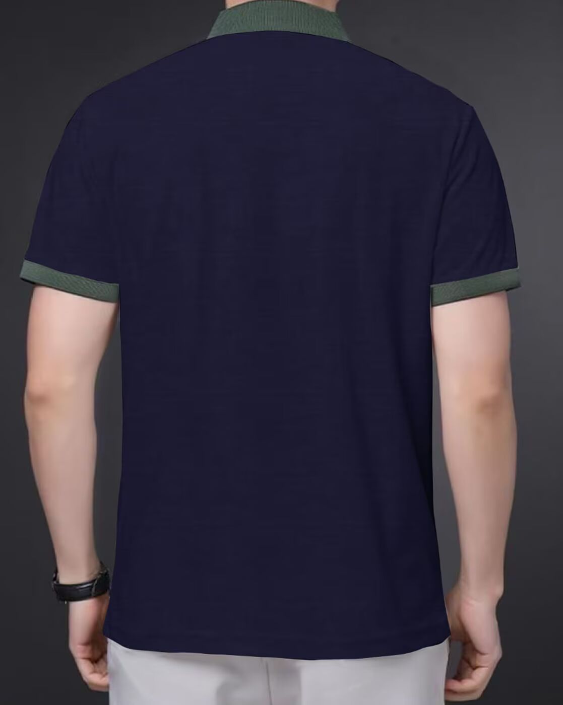 Men’s Polo T Shirt with Contrast Green Collar and Sleeve Trim - XPTST