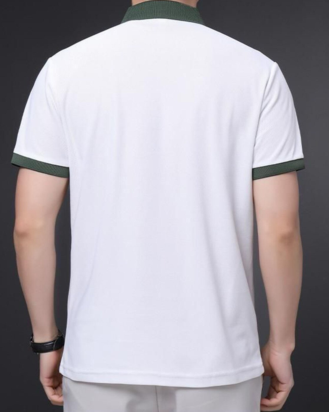 Men’s Polo T Shirt with Contrast Green Collar and Sleeve Trim - XPTST