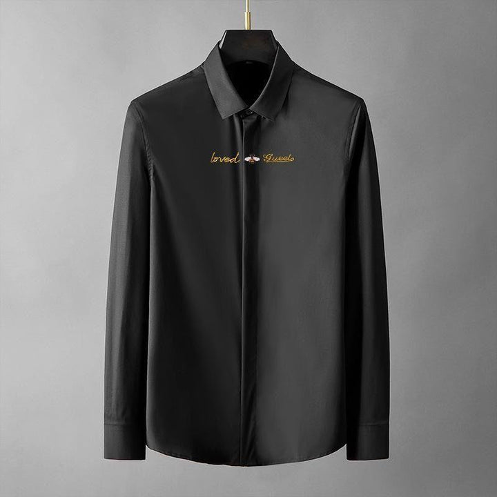 Men's Black Premium Shirt with Loved Guest Golden Embroidery
