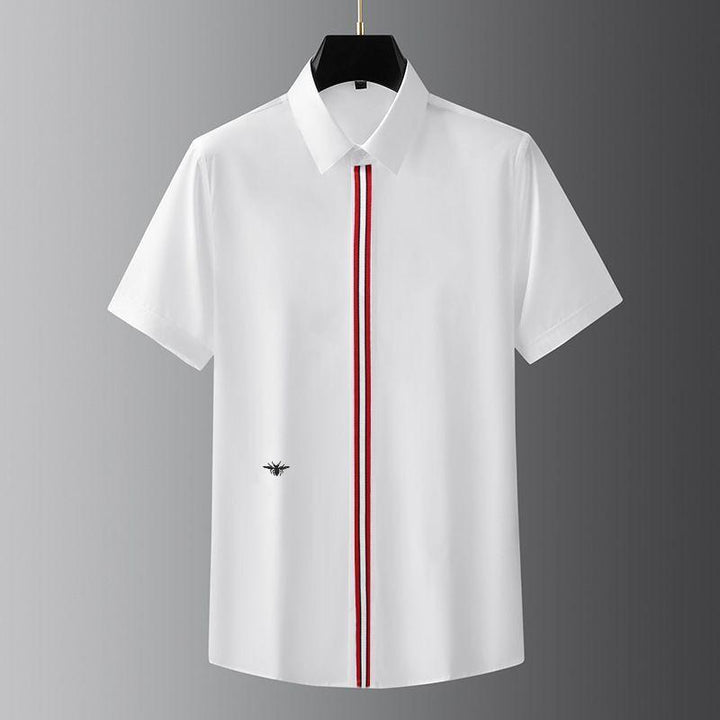 Urban Classic Red Stripe & Bee Embroidery Shirt