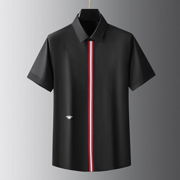 Urban Classic Red Stripe & Bee Embroidery Shirt