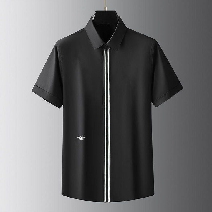 Elite Streetwear Vertical Stripe & Bee Embroidery Shirt