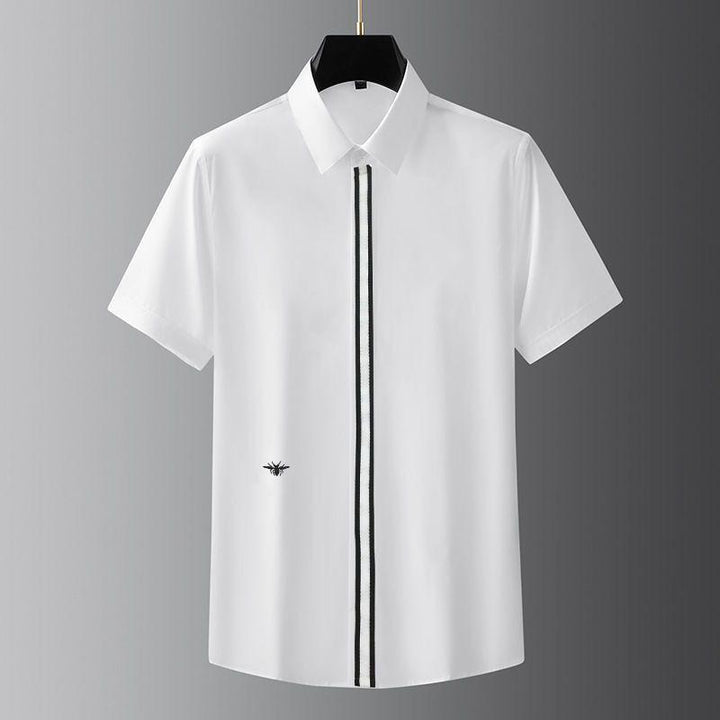 Elite Streetwear Vertical Stripe & Bee Embroidery Shirt