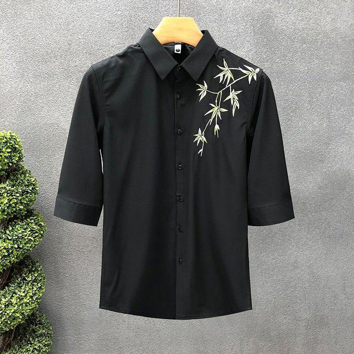 Bamboo Leaf Embroidery Shirt
