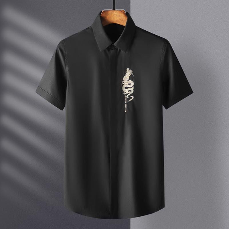 Oriental Gold Dragon Embroidered Shirt