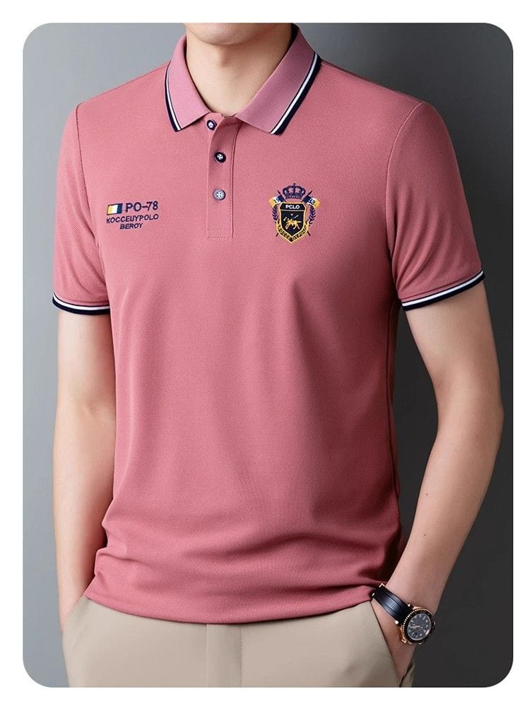 Men's Premium Polo T-Shirt with Crest Embroidery